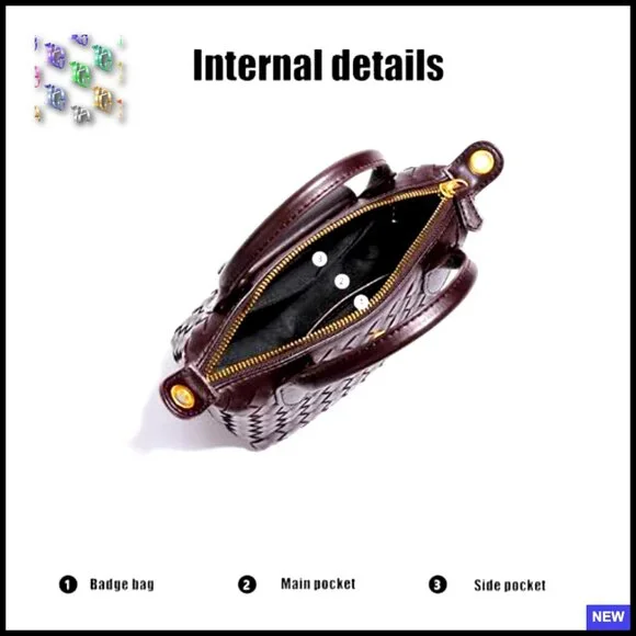 Braided Faux Leather Satchel Handbag Top Handle Adjustable Strap Hobo Chic - Picture 5 of 7